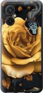 Чехол на Xiaomi Poco M5 Black snake and golden rose