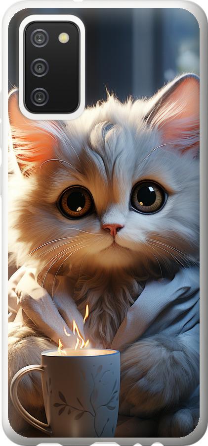 Чехол на Samsung Galaxy A02s A025F White cat