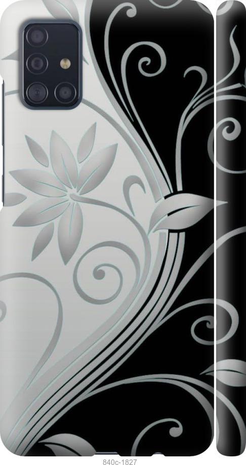 Чехол на Samsung Galaxy A51 2020 A515F Цветы на чёрно-белом фоне
