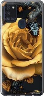Чехол на Samsung Galaxy A21s A217F Black snake and golden rose
