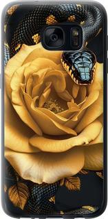 Чехол на Samsung Galaxy S7 G930F Black snake and golden rose