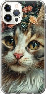 Чехол на iPhone 12 Cats and flowers