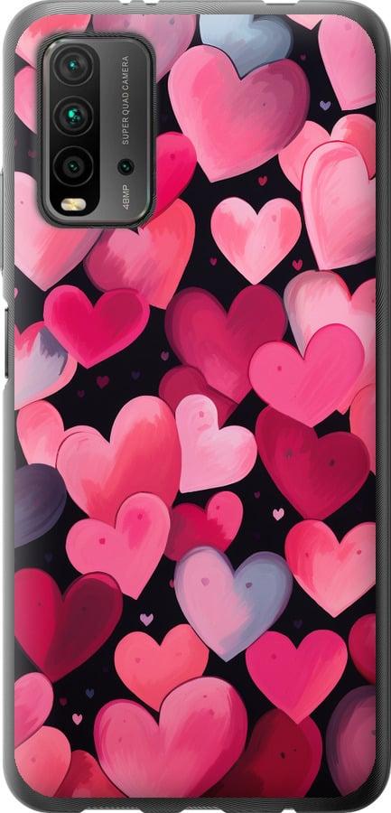 Чехол на Xiaomi Redmi 9T Сердечки 4