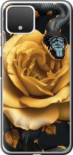Чехол на Google Pixel 4 Black snake and golden rose