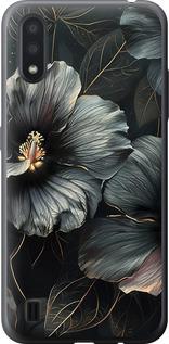 Чехол на Samsung Galaxy A01 A015F Черные цветы