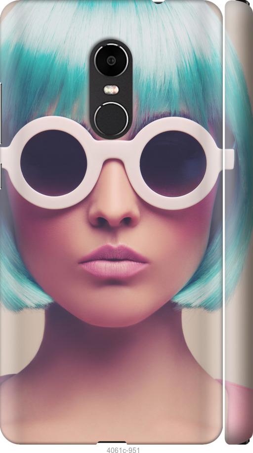 Чехол на Xiaomi Redmi Note 4X Синеволосая девушка в очках