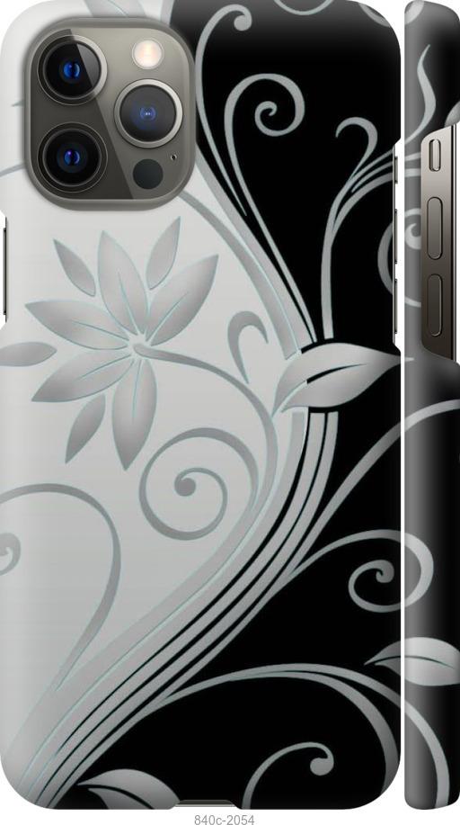Чехол на iPhone 12 Pro Max Цветы на чёрно-белом фоне