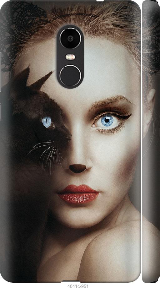Чехол на Xiaomi Redmi Note 4X Взгляд женщины и кошки
