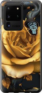 Чехол на Samsung Galaxy S20 Ultra Black snake and golden rose