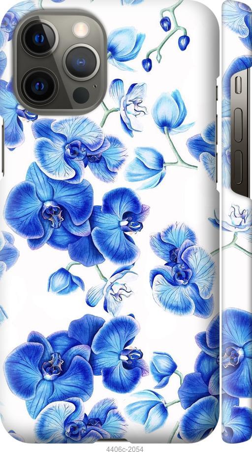 Чехол на iPhone 12 Pro Max Голубые орхидеи