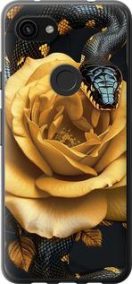 Чехол на Google Pixel 3a XL Black snake and golden rose
