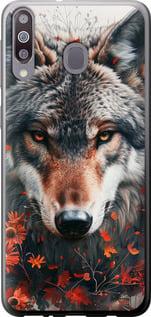 Чехол на Samsung Galaxy M30 Wolf and flowers