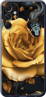 Чехол на Samsung Galaxy M34 5G Black snake and golden rose