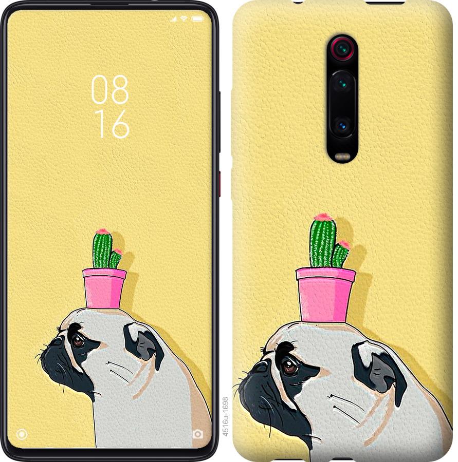 Чехол на Xiaomi Redmi K20 Мопс с кактусом