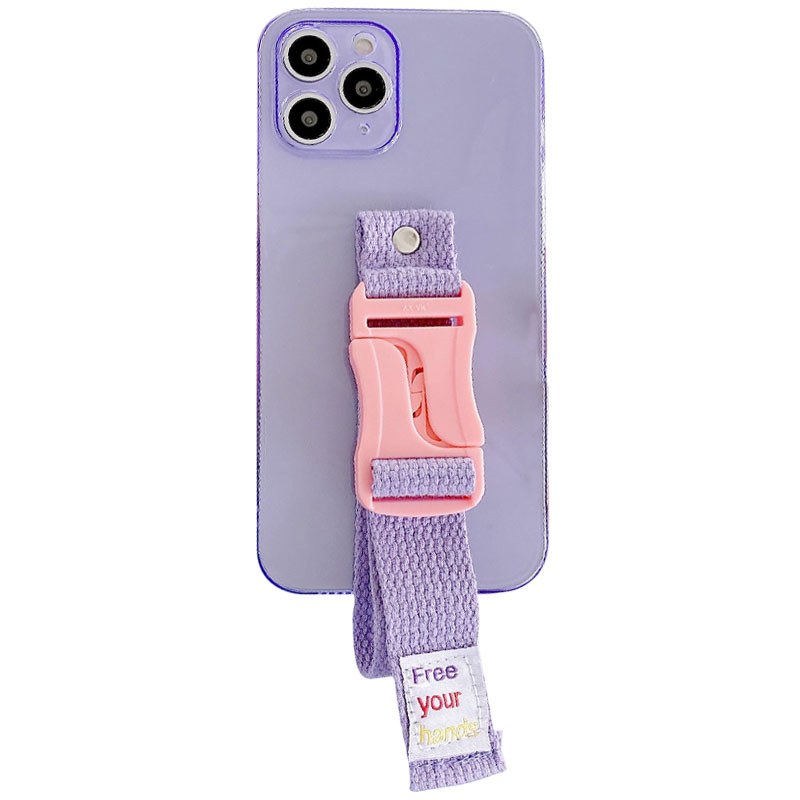Чехол Handfree с цветным ремешком для Apple iPhone 11 Pro Max (6.5") (Фиолетовый)