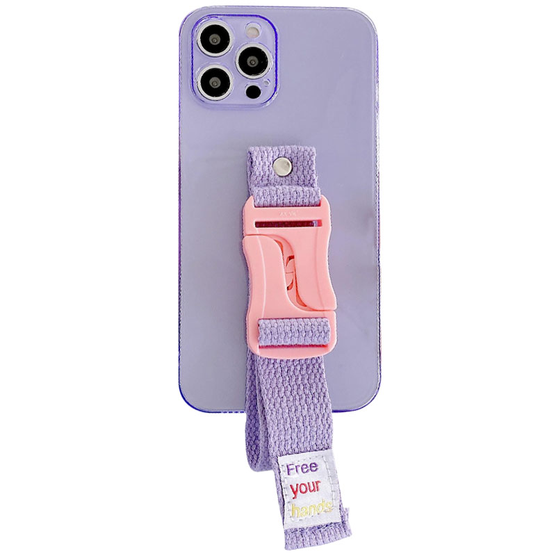 Чехол Handfree с цветным ремешком для Apple iPhone 12 Pro (6.1") (Фиолетовый)