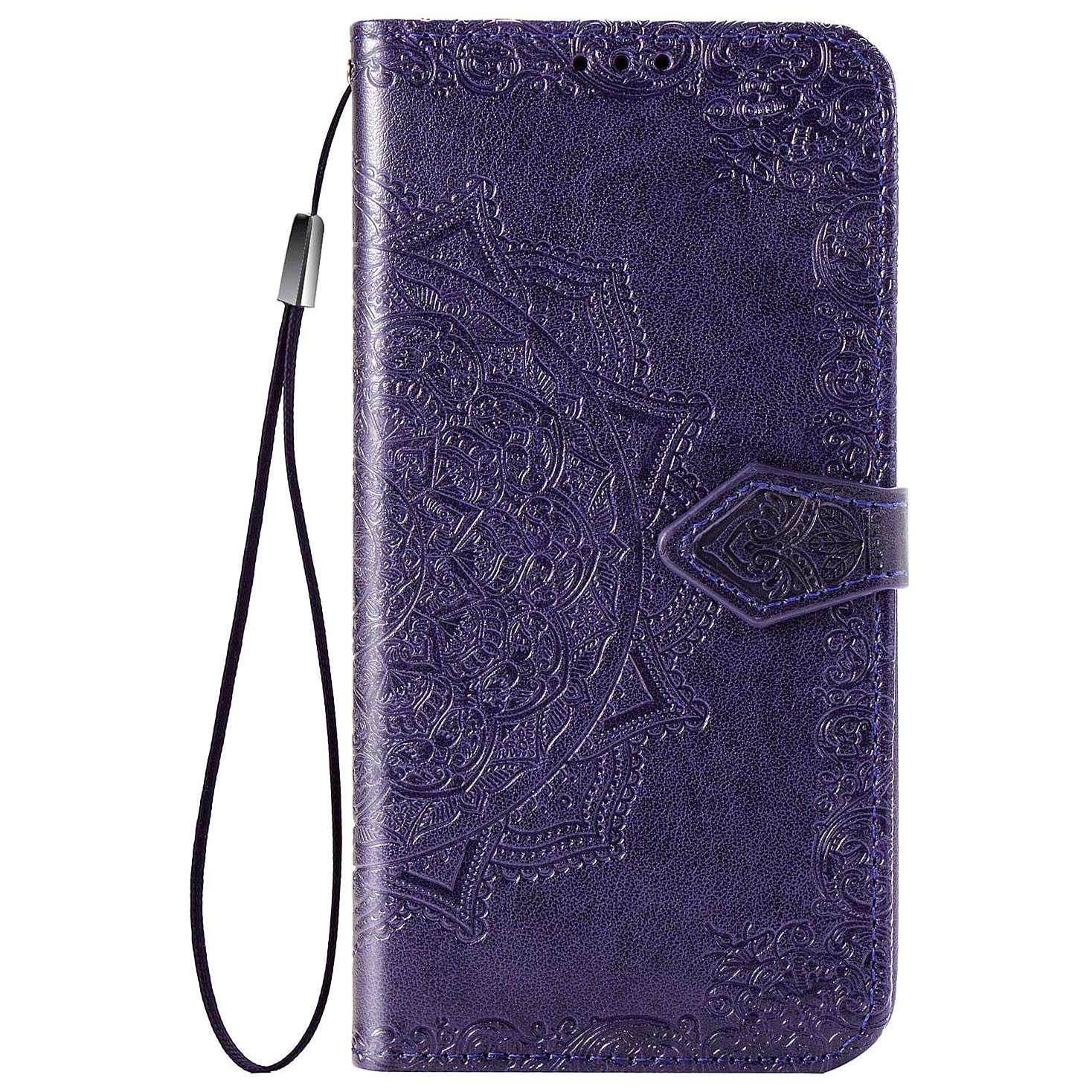 Кожаный чехол (книжка) Art Case с визитницей для Oppo A74 4G (Фиолетовый)