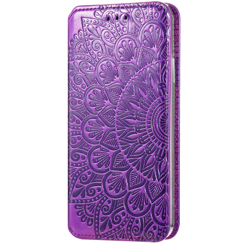 Кожаный чехол книжка GETMAN Mandala (PU) для Samsung Galaxy A02s (Фиолетовый)