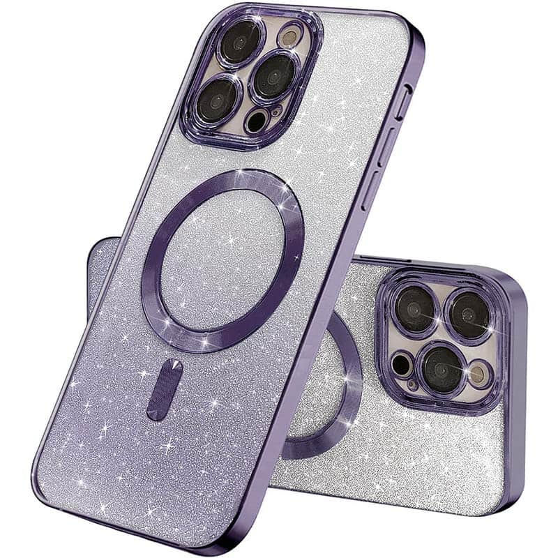 TPU чехол Delight case with MagSafe с защитными линзами на камеру для Apple iPhone 15 Pro (6.1") (Фиолетовый / Deep Purple)