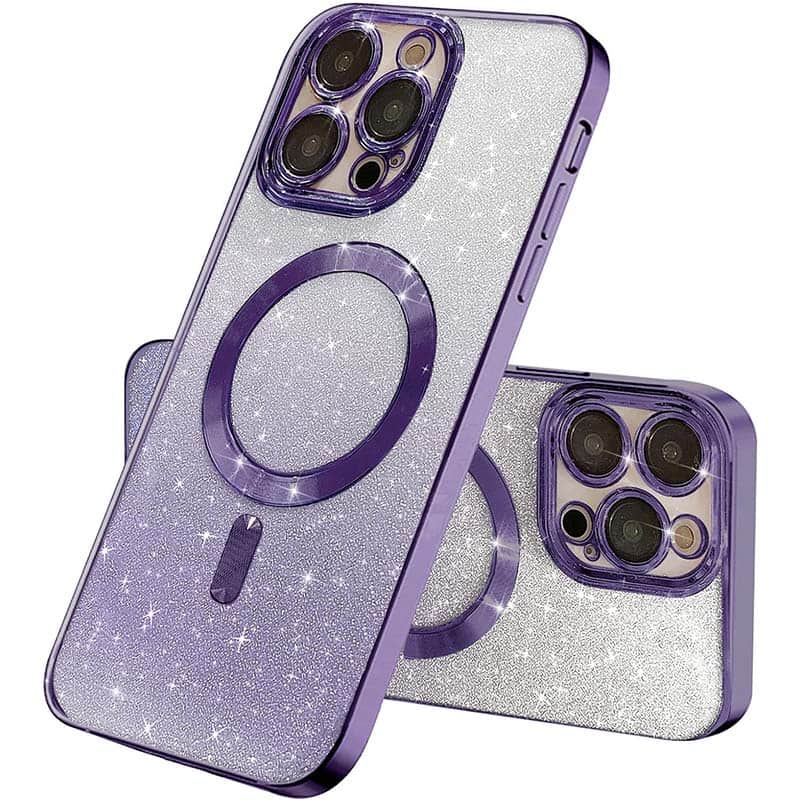 TPU чехол Delight case with MagSafe с защитными линзами на камеру для Apple iPhone 15 Pro (6.1") (Фиолетовый / Purple)