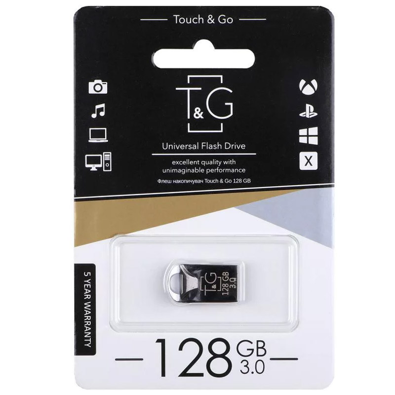 Флеш-драйв USB 3.0 Flash Drive T&G 106 Metal Series 128GB (Чорний)