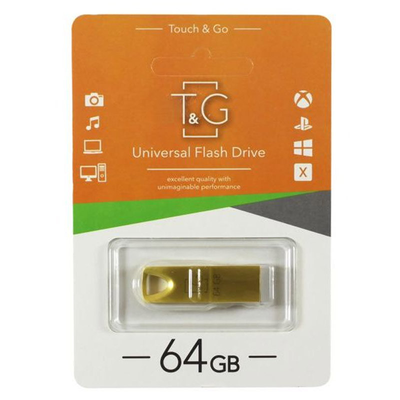 Флеш-драйв USB Flash Drive T & G 117 Metal Series 64GB (Золотий)