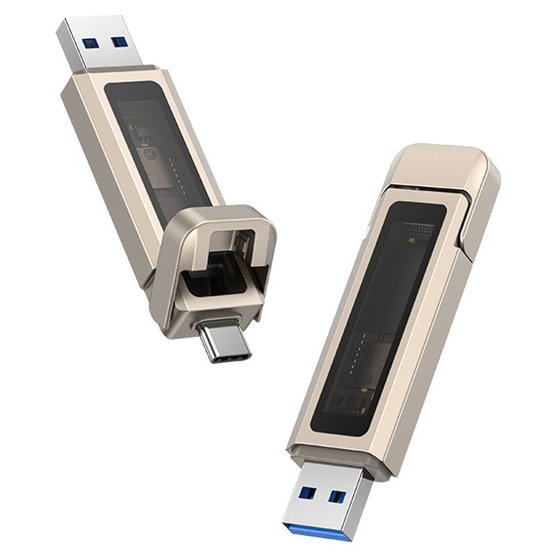 Флеш-накопитель Usams US-ZB280 2in1 USB 3.2 + Type-C GEN1 Dual Ports Aluminum Alloy 10G – 512GB (Silver)