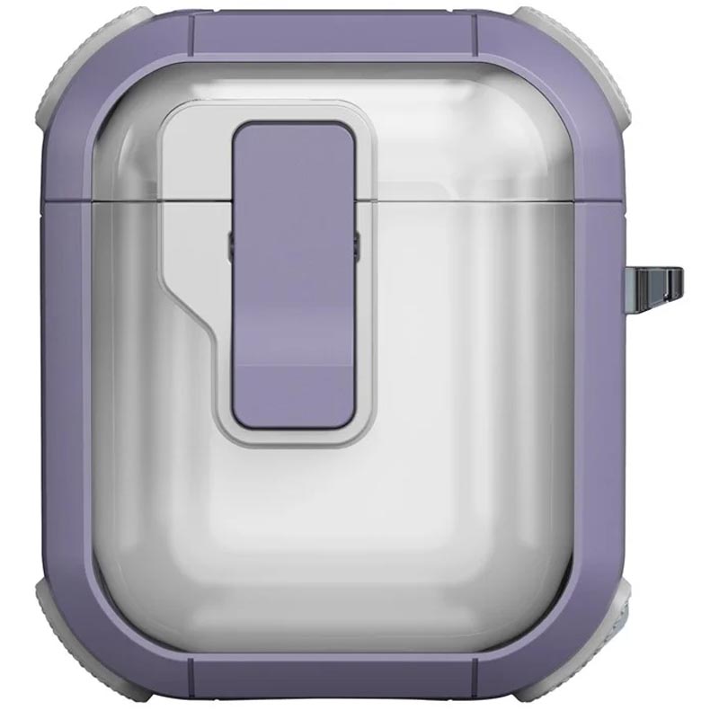 Футляр противоударный Locking Button для наушников Airpods 1/2 (Light Purple)