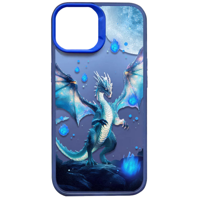 TPU+PC чехол TakiTaki Fantasy magic glow для Apple iPhone 13 Pro (6.1") (Ghost Dragon - Blue)