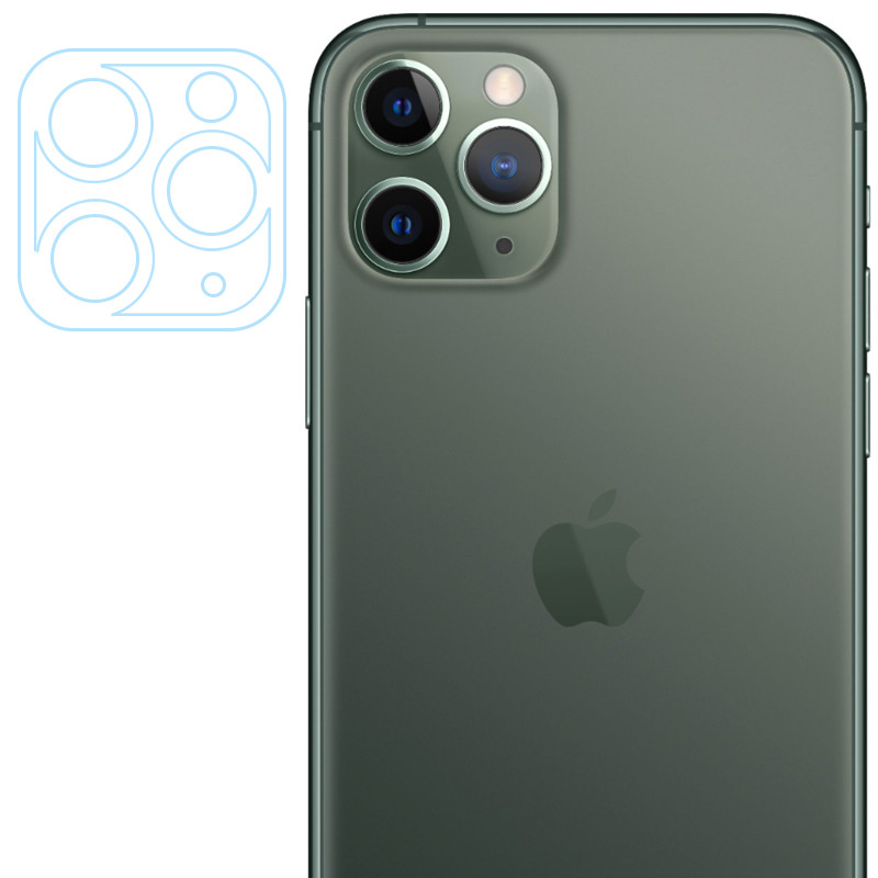 Гнучке захисне скло 0.18mm на камеру і весь блок (тех.пак) для Apple iPhone 11 Pro (5.8") (Прозорий)