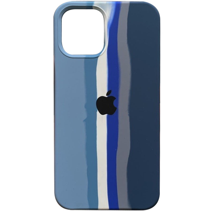 Чохол Silicone case Full Rainbow для Apple iPhone 13 Pro Max (6.7") (Блакитний / синій)