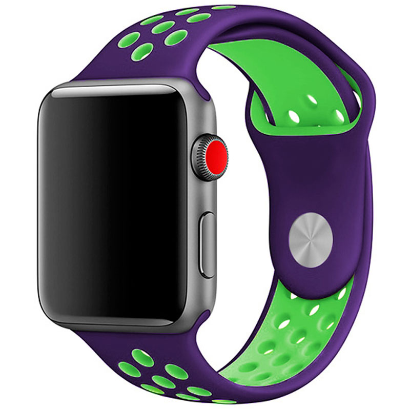 Силиконовый ремешок Sport+ для Apple watch 42mm / 44mm (Grape / Green)