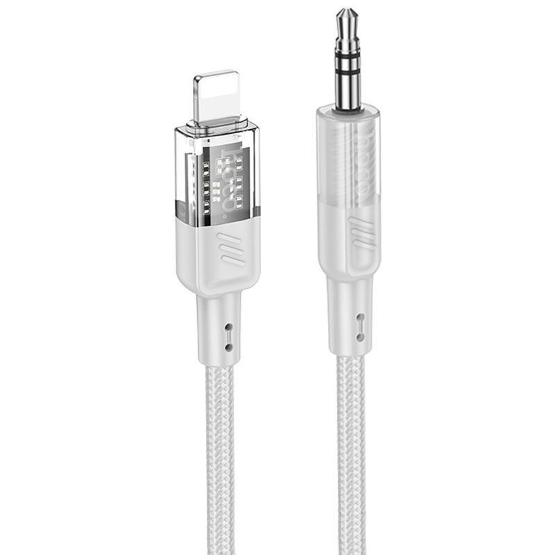 Аудио кабель Aux Hoco UPA27 Spirit transparent (Lightning to AUX 3.5mm) (1.2m) (Gray)