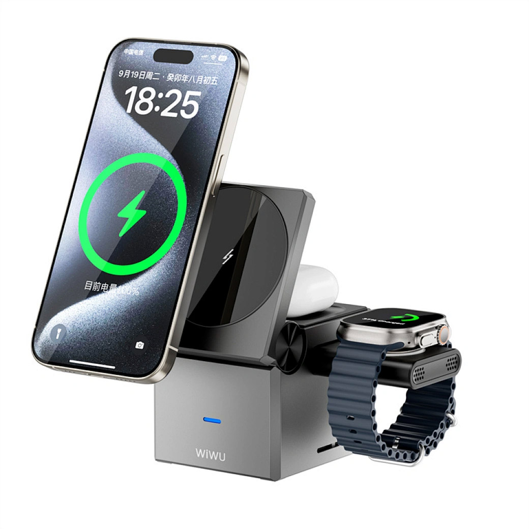 БЗУ WIWU Wi-W030 Planeta Trio 3 in 1 Cableless charger (Gray)