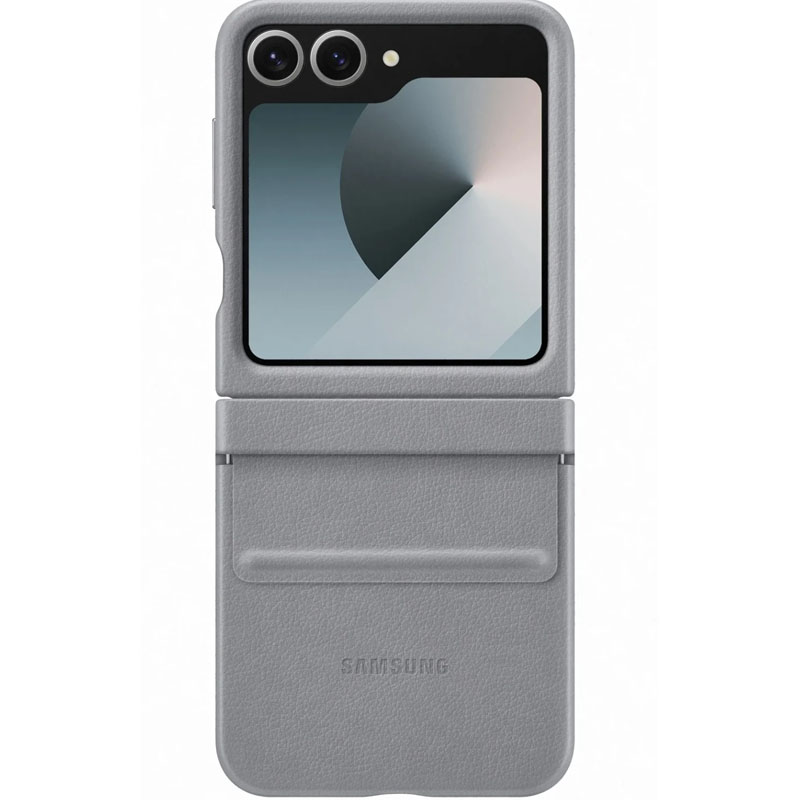 Кожаный чехол Leather Case (AAA) для Samsung Galaxy Z Flip6 (Gray)