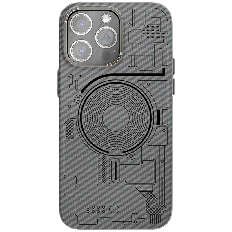 Чохол M-Tech Carbon soft touch with Magnetic Safe для Apple iPhone 12 Pro Max (Grey)