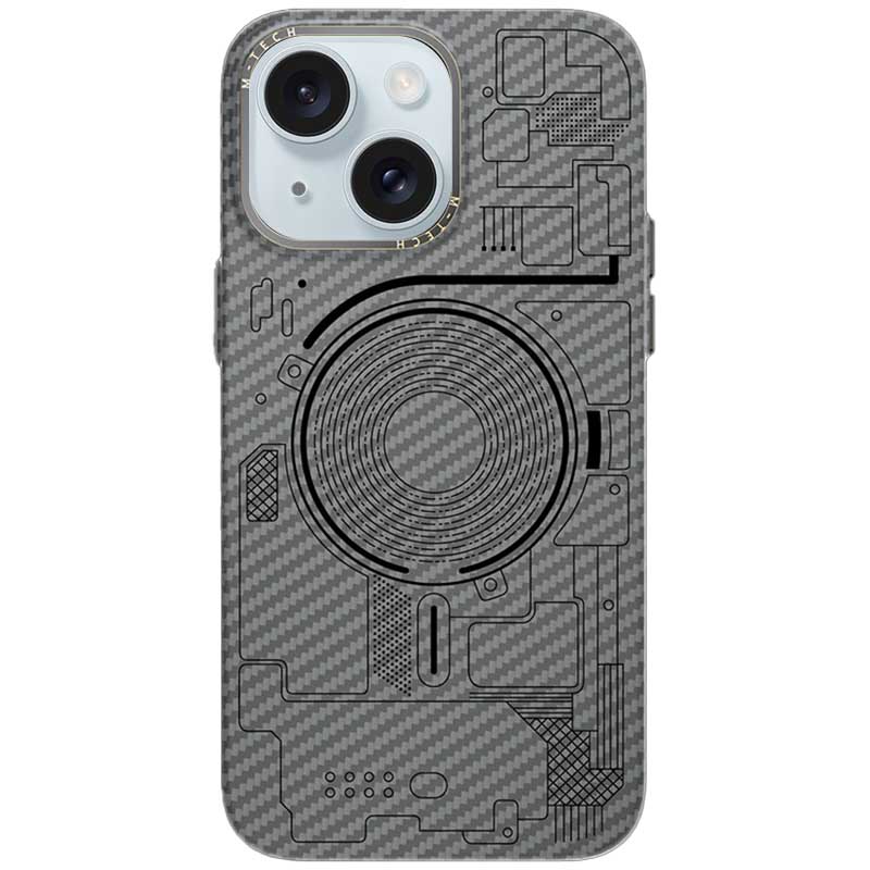 Чохол M-Tech Carbon soft touch with Magnetic Safe для Apple iPhone 14 (6.1") (Grey)