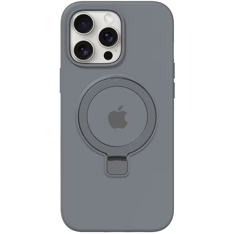 Чехол Silicone Case Full Protective with Ring для Apple iPhone 15 Pro Max (6.7") (Grey)