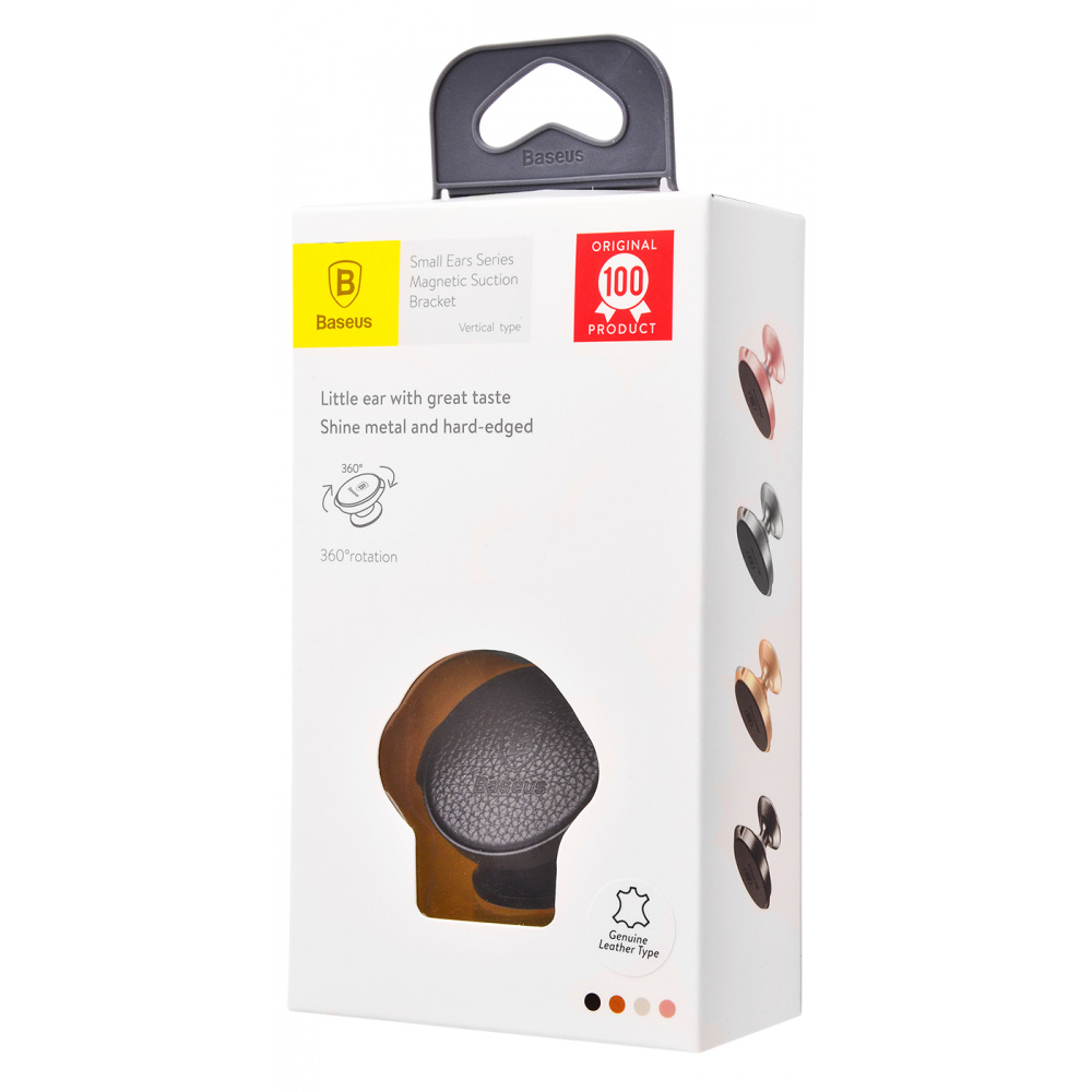 Автодержатель Baseus Small Ears Series Vertical Magnetic Bracket Leather Type (SUER-F) (Черный)