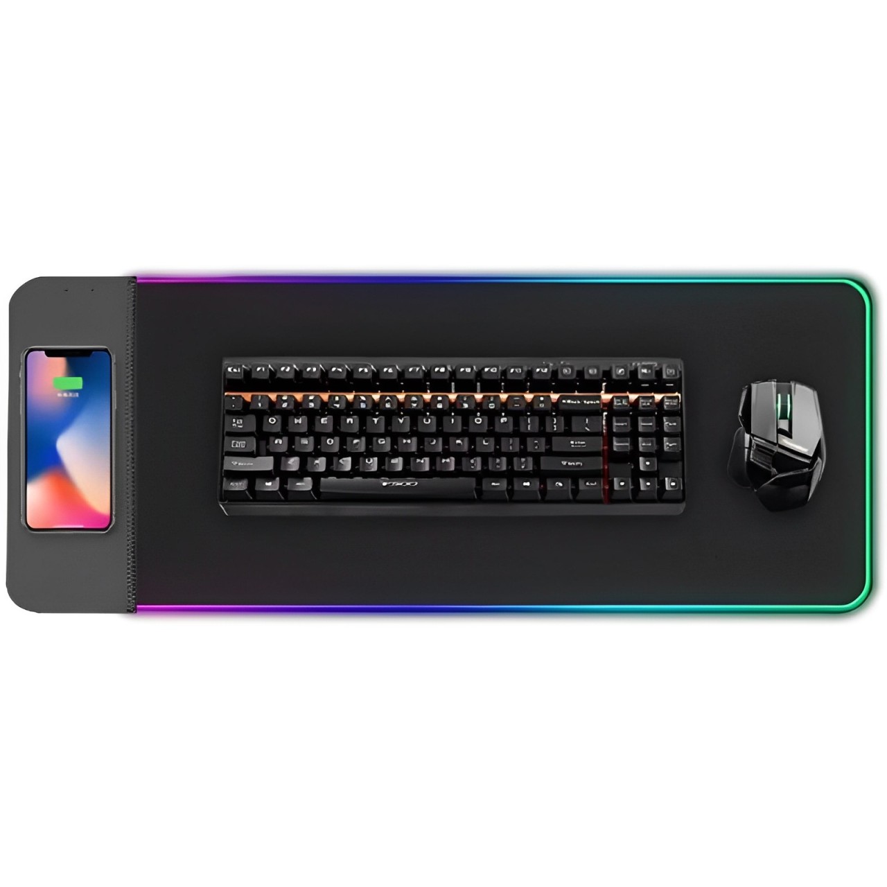 Игровая поверхность (коврик) STAND JD-S8 с БЗУ 15W LED+RGB (780*300*4mm) (Black)