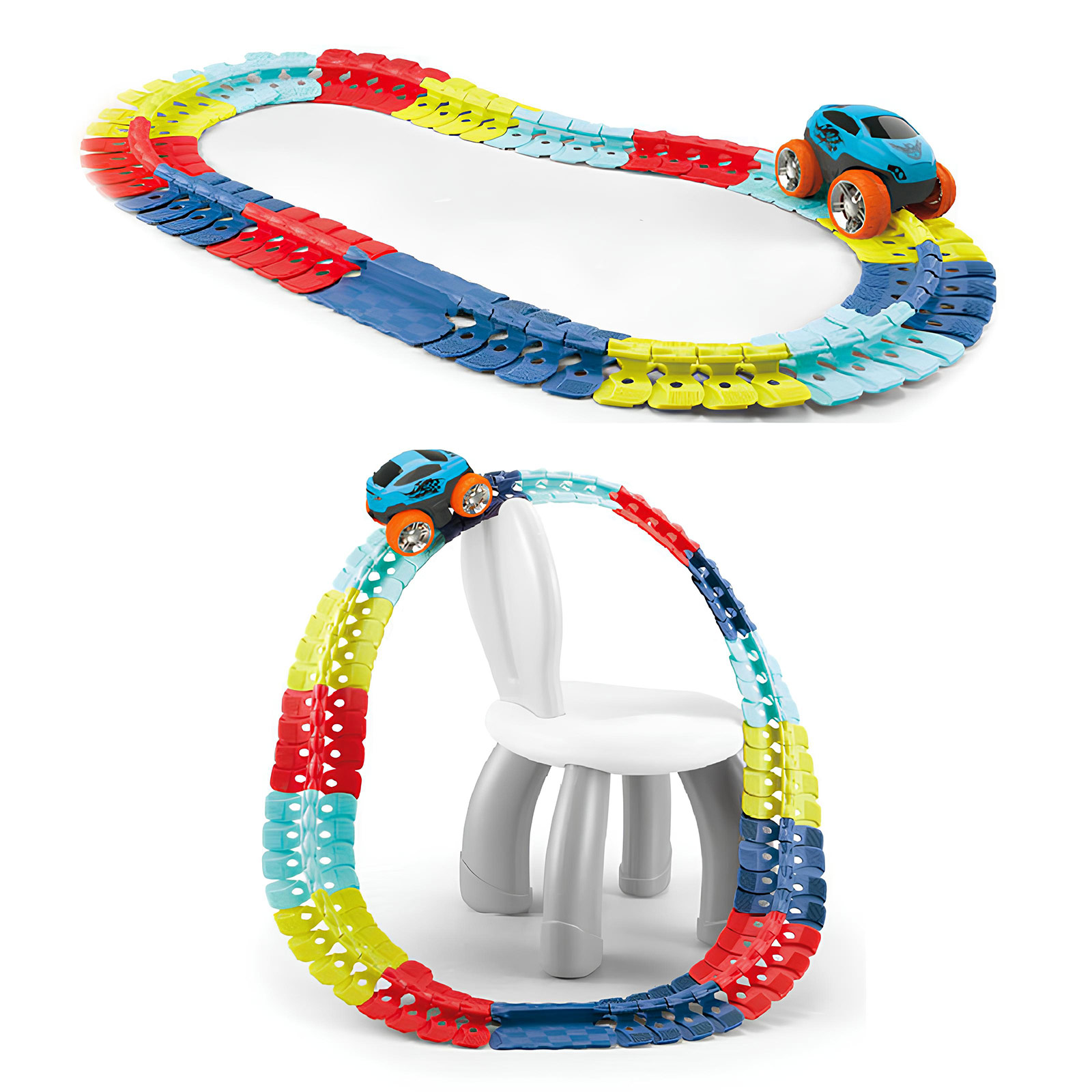 Интерактивный трек с инерционной машинкой SHT 188 Changeable Trak (92pcs/1CAR) (Colorful)