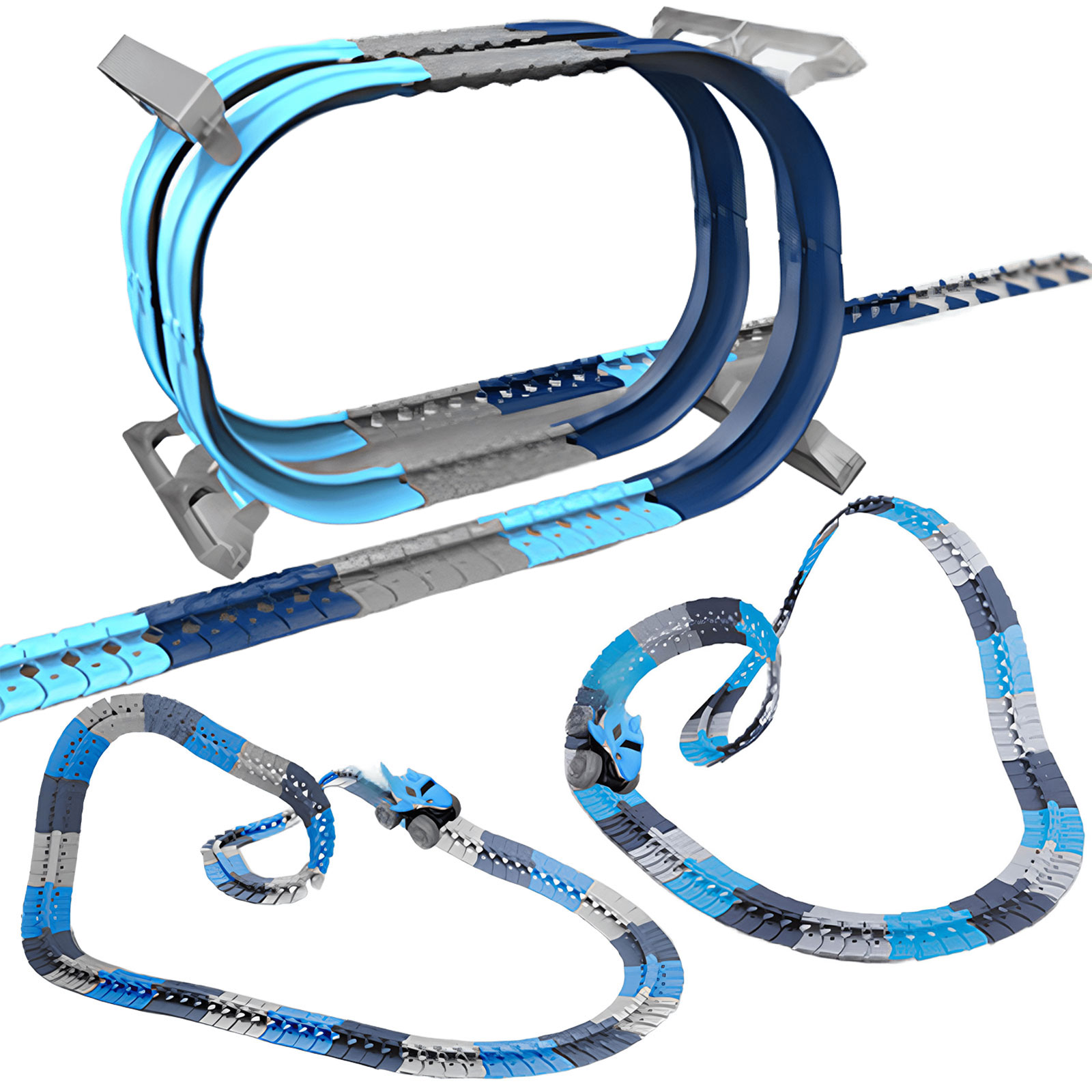 Интерактивный трек с инерционной машинкой SHT 5510-9 Deluxe Edition Shark Trak (138pcs/1CAR) (Blue)