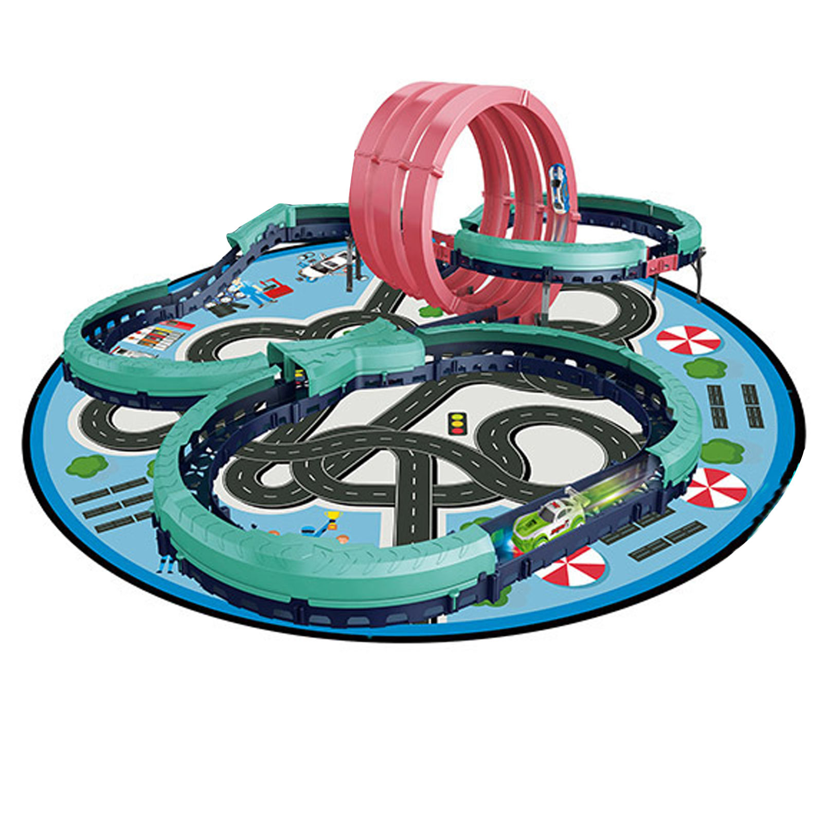 Интерактивный трек с инерционной машинкой SHT 6688-617 (59pcs/2CAR) (Blue)