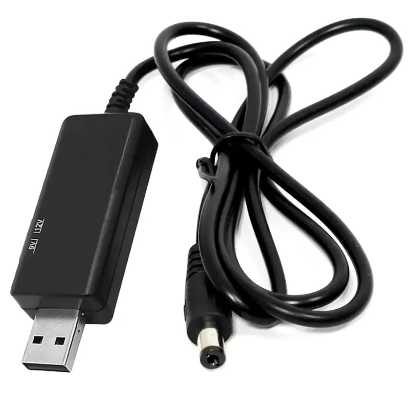 Кабель живлення для роутера/модему USB-DC 5V 9V 12V GEN 3 (з перетворювачем) (Black)