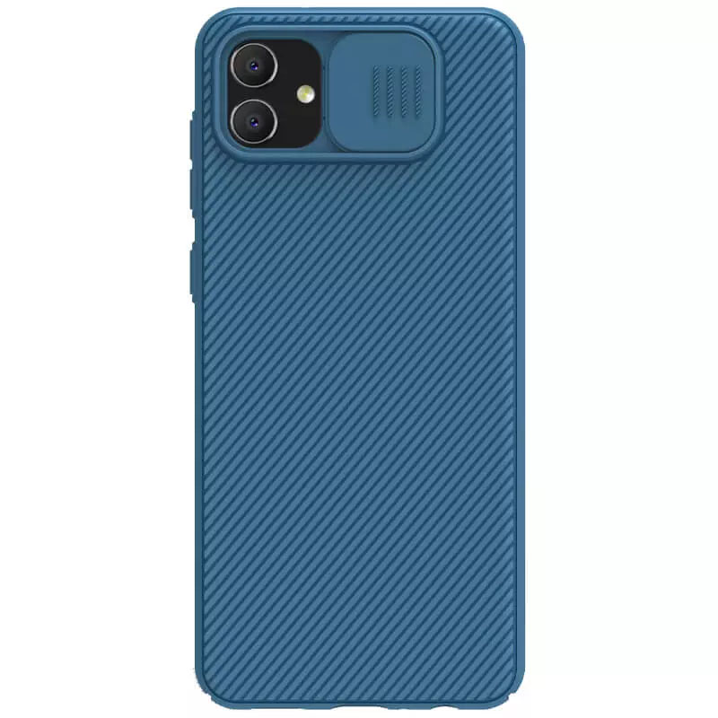 Карбоновая накладка Nillkin Camshield (шторка на камеру) для Samsung Galaxy A04 (Синий / Blue)