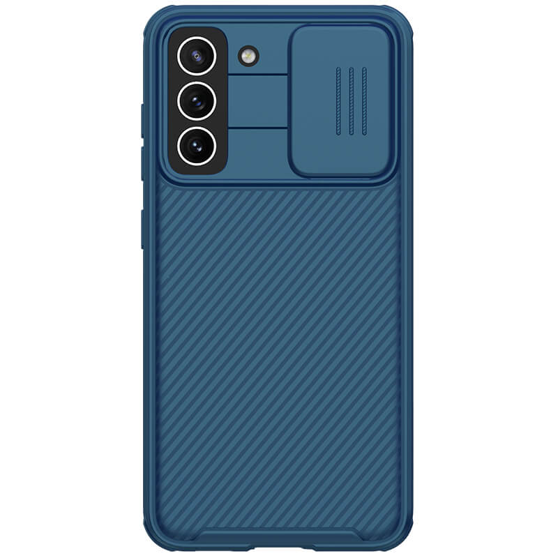 Карбоновая накладка Nillkin Camshield (шторка на камеру) для Samsung Galaxy S21 FE (Синий / Blue)