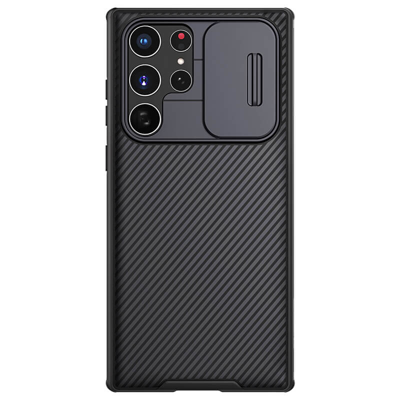 Карбоновая накладка Nillkin Camshield (шторка на камеру) для Samsung Galaxy S22 Ultra (Черный / Black)