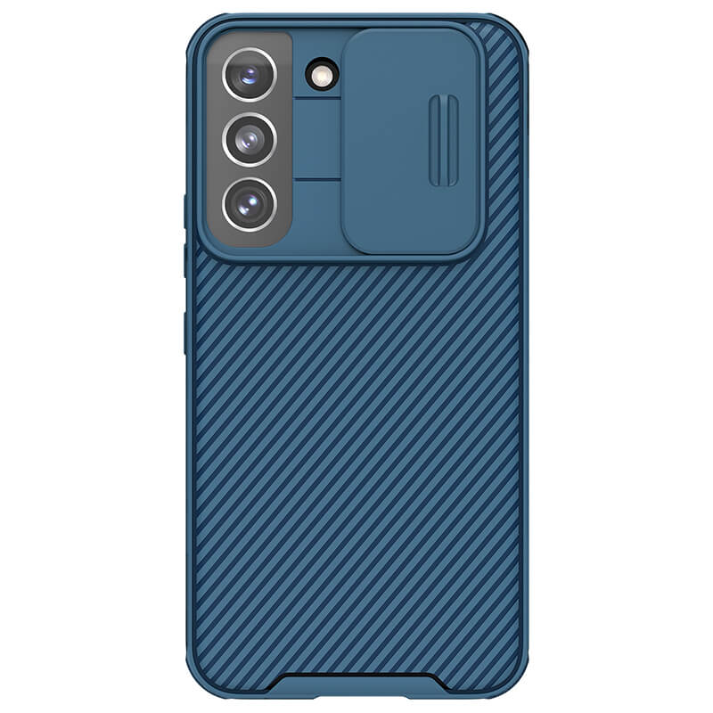 Карбоновая накладка Nillkin Camshield (шторка на камеру) для Samsung Galaxy S22 (Синий / Blue)