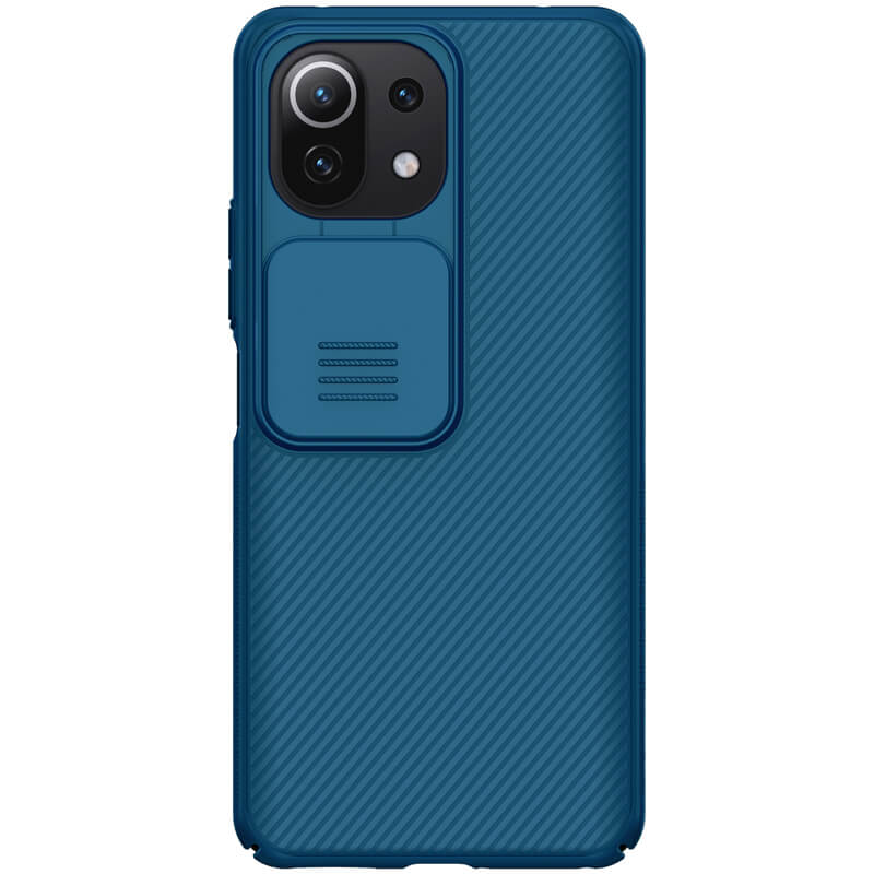Карбоновая накладка Nillkin Camshield (шторка на камеру) для Xiaomi Mi 11 Lite (Синий / Blue)