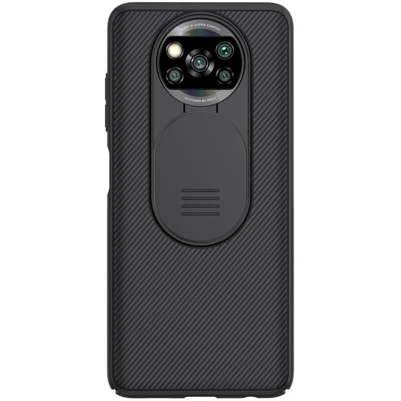 Карбоновая накладка Nillkin Camshield (шторка на камеру) для Xiaomi Poco X3 NFC / Poco X3 Pro (Черный / Black)